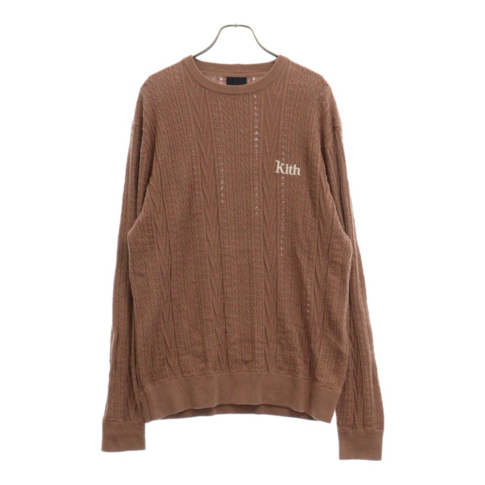 KITH(キス) 21SS Tilden Vintage Crewneck Sweater ロゴ刺繍 クルーネックニットセーター ブラウン KH2658