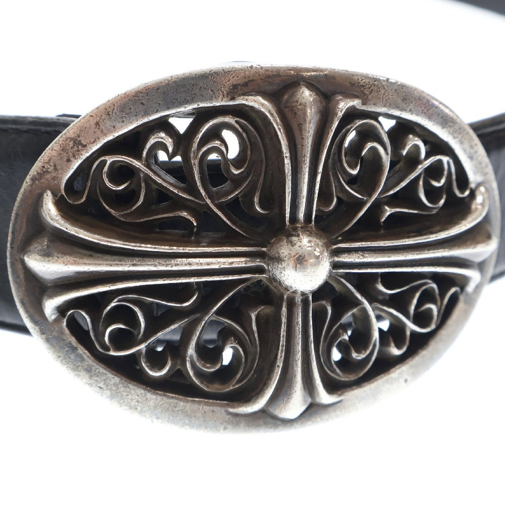 CHROME HEARTS(クロムハーツ) OVAL CROSS STRAP1.5 クラシックオーバルクロスバックル レザーベルト シルバー BCA359