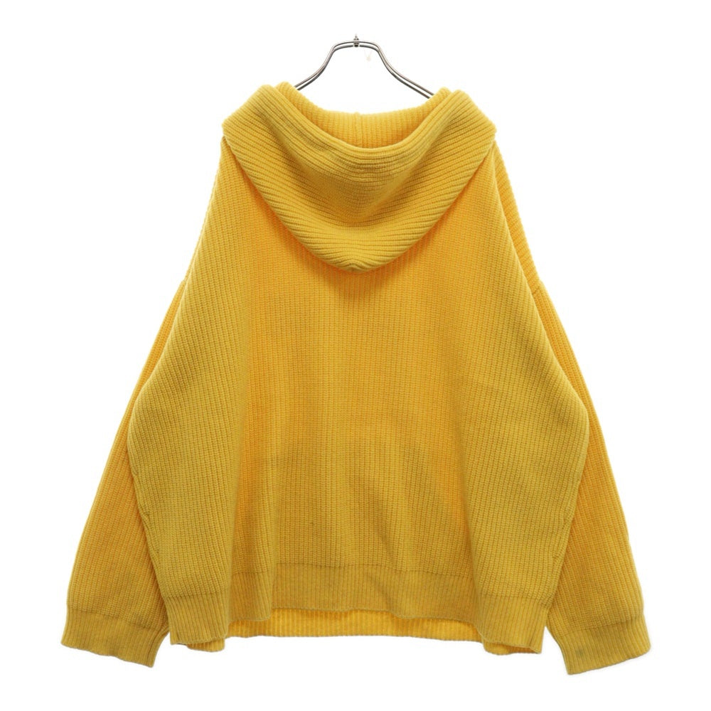CELINE(セリーヌ) Wool Knit Hoodie フロントロゴ プルオーバーニットパーカー フーディー イエロー 2A85W423P
