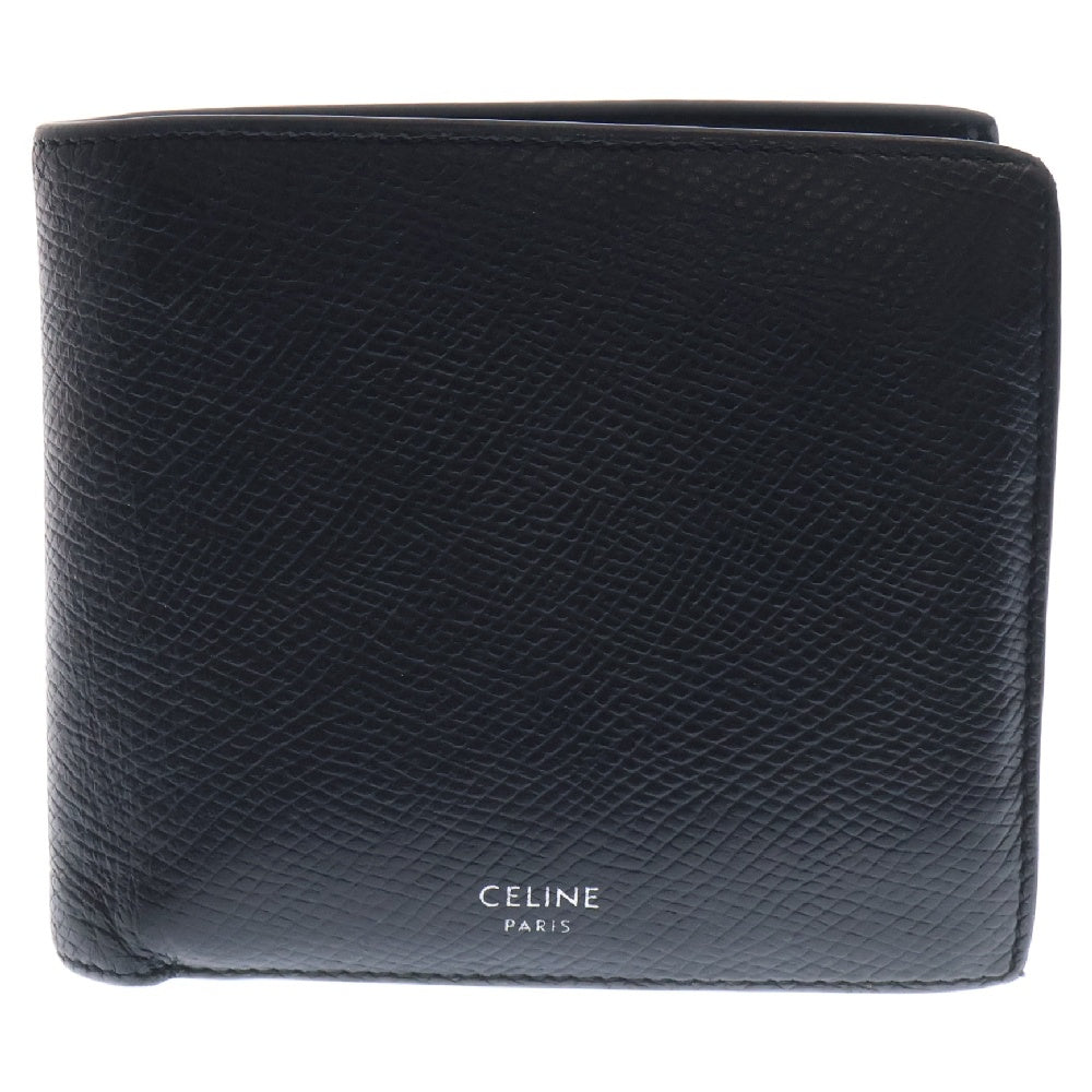 CELINE(セリーヌ) Calfskin Logo Leather Wallet 10C873BEN.38SI カーフスキン ロゴレザー ウォレット 二つ折り財布 ブラック