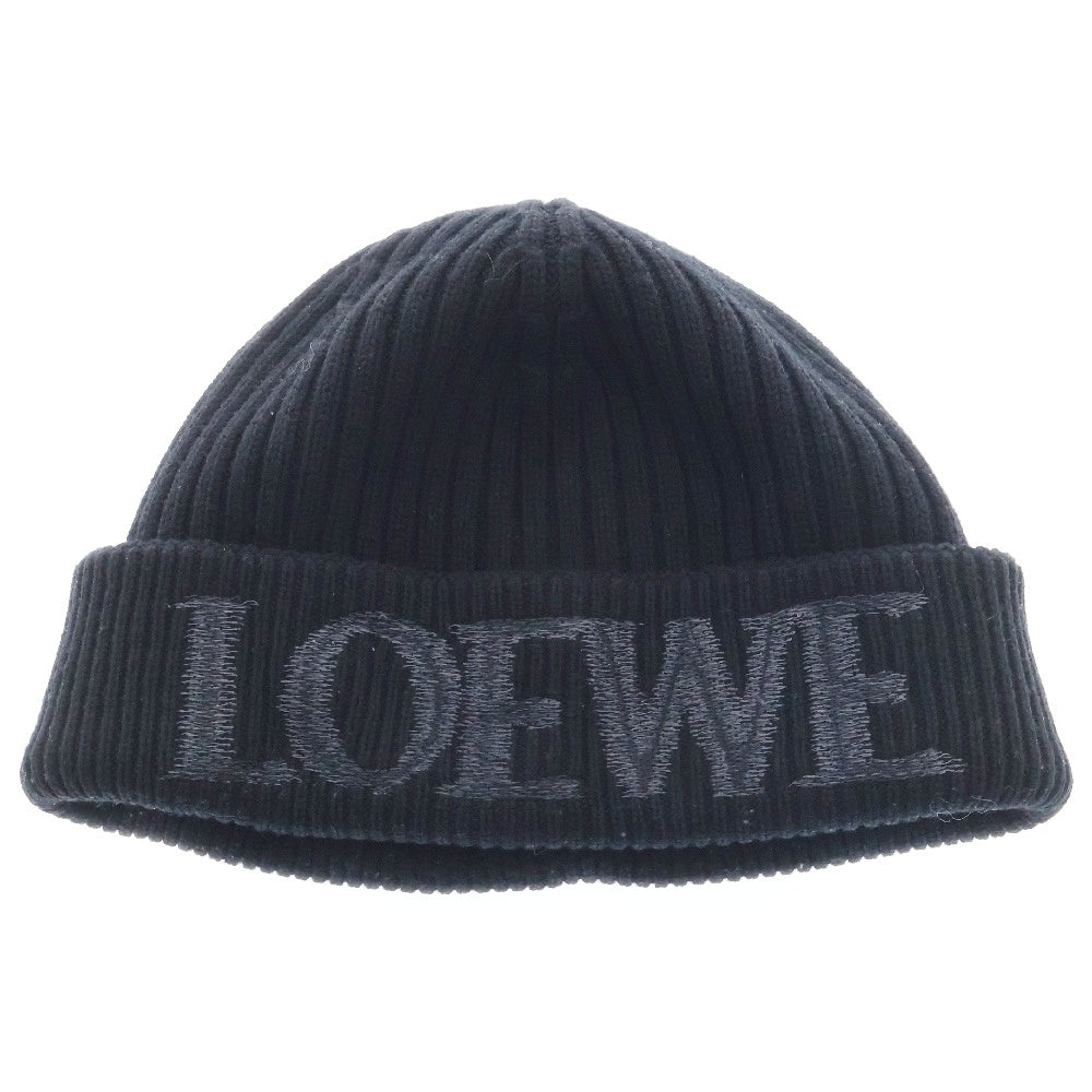 LOEWE(ロエベ) Wool Logo Beanie F540257X23 ウール ロゴビーニー ニット帽 ブラック