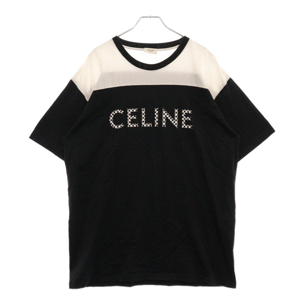 CELINE(セリーヌ) 21SS Bicolor Check Print Studs Logo Tee 2X839500O バイカラーチェックプリント スタッズ クルーネック半袖Tシャツカットソー ブラック/ホワイト