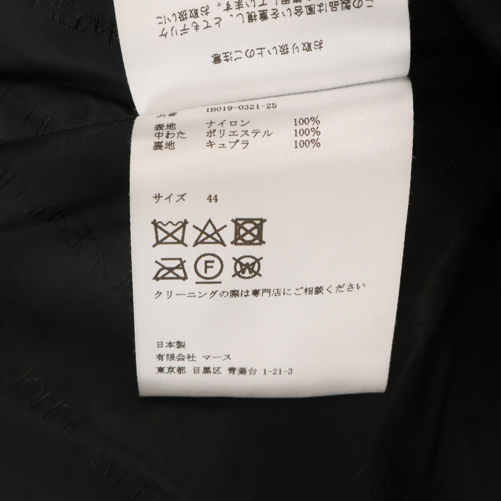 JOHN LAWRENCE SULLIVAN(ジョンローレンスサリバン) BONDAGE BOMBER JACKET ボンデージ 中綿ボンバージャケット ブラック 1B019-0321-25