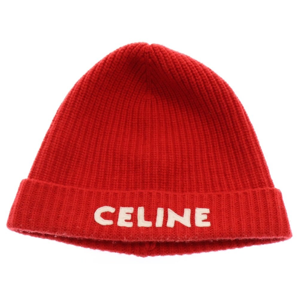 CELINE(セリーヌ) Embroidery Logo Kinit Beanie 2A25R423P エンブロイダリー ロゴ ウール ニット帽 ビーニー レッド