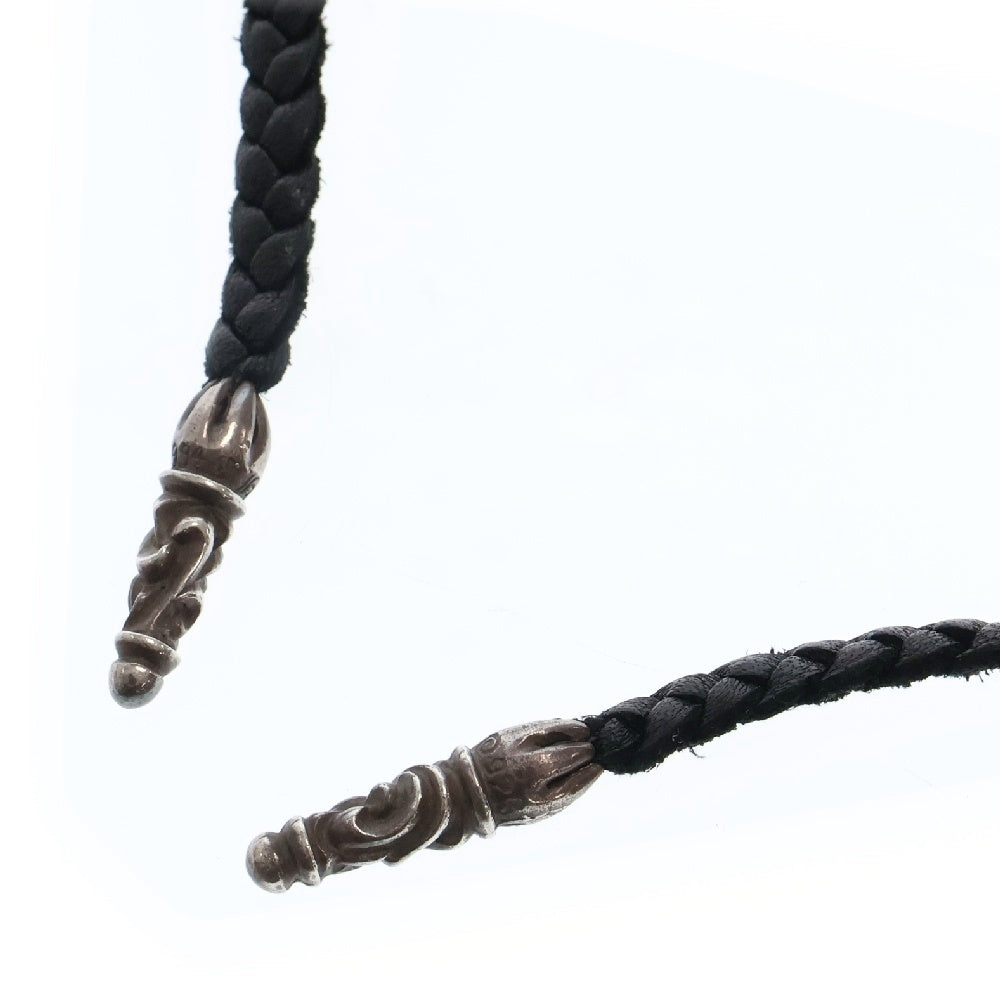 CHROME HEARTS(クロムハーツ) LEATHER BRAID SCROLL ネックレス レザーブレイドネックレス ブラック/シルバー BCA377