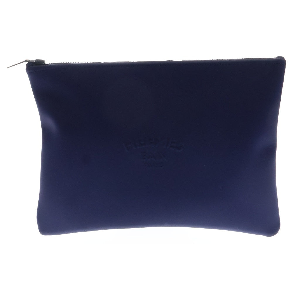 HERMES(エルメス) ポーチ トゥルース フラット ネオバン GM ポリミアミド エラスタン ブラック金具 ネイビー