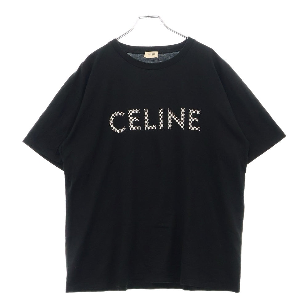 CELINE(セリーヌ) 21AW チェッカースタッズロゴ半袖カットソー 半袖Tシャツ ブラック 2X800501F