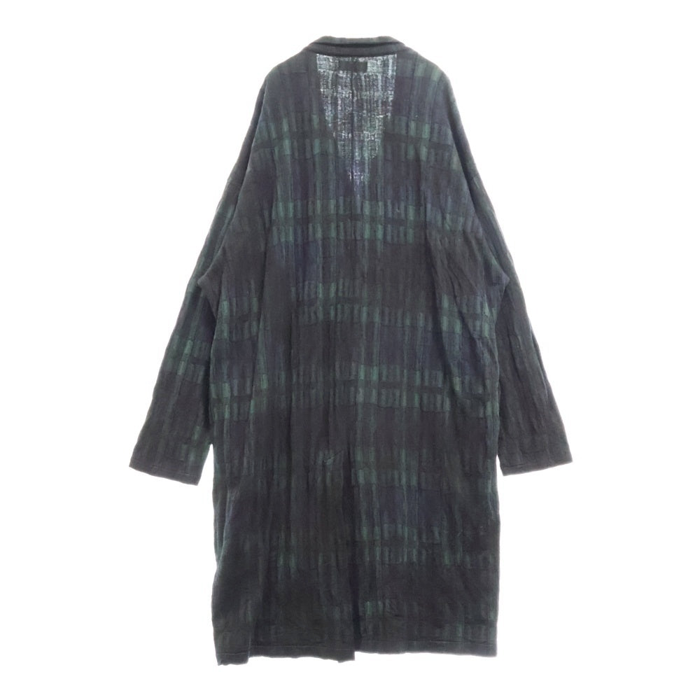 Yohji Yamamoto POUR HOMME(ヨウジヤマモト プールオム) ムラ染め チェックコート ロングコート グリーン/ネイビー H0-T74-177