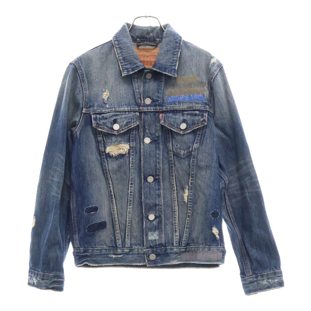 Levi's(リーバイス) 501 Repair Design Denim Jacket 70585-0059 リペア加工 デニムジャケット 両面タブ スモールe ボタン裏3073 ブルー