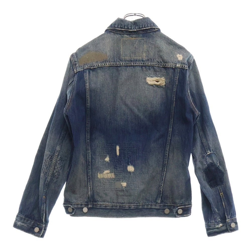 Levi's(リーバイス) 501 Repair Design Denim Jacket 70585-0059 リペア加工 デニムジャケット 両面タブ スモールe ボタン裏3073 ブルー