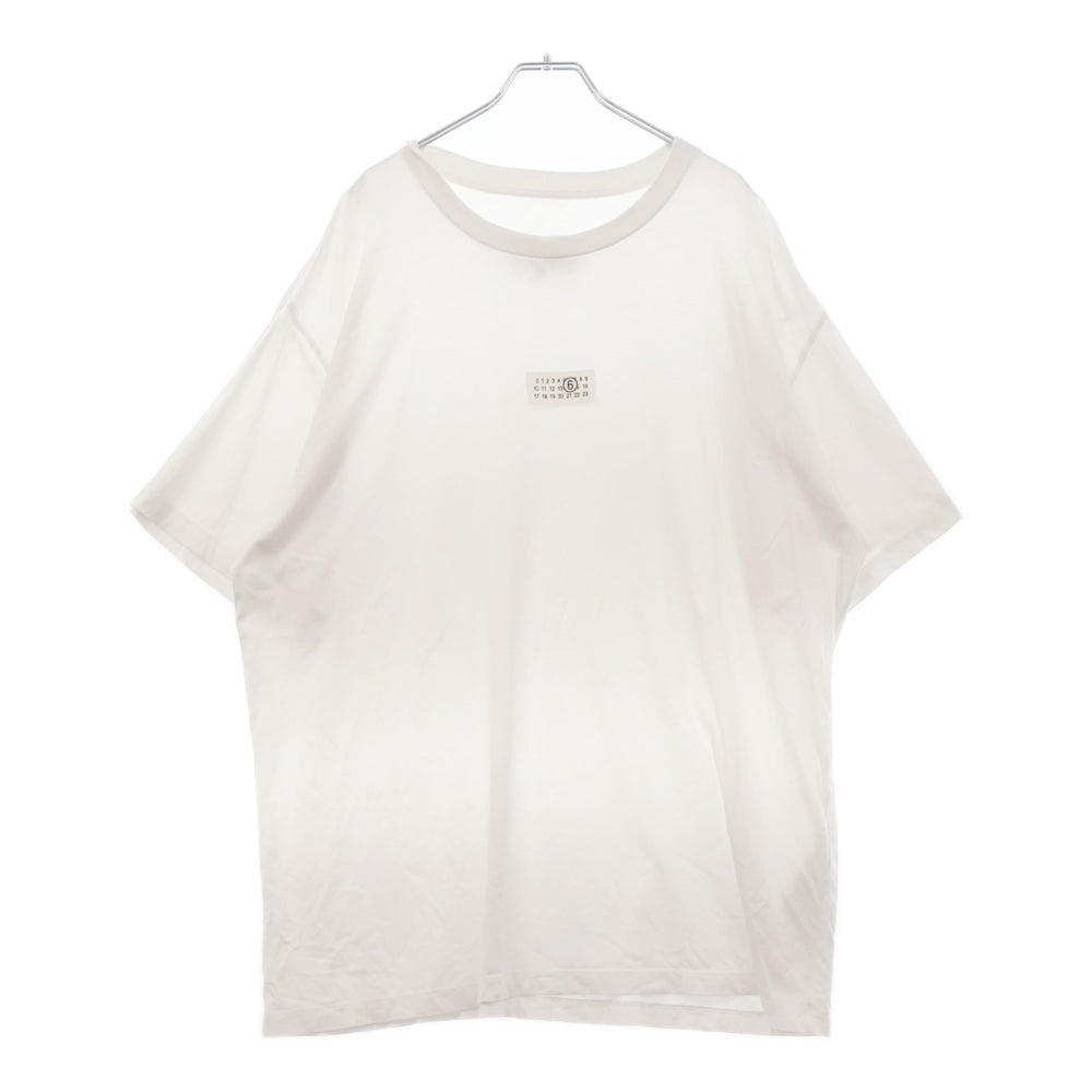 MM6 Maison Margiela(エムエムシックスメゾンマルジェラ) 24AW フロント カレンダー ロゴ クルーネック半袖Tシャツカットソー ホワイト SH0GC0032 S24312