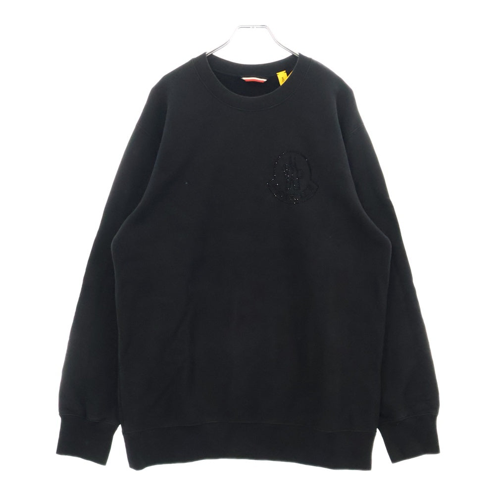 MONCLER GENIUS(モンクレール ジーニアス) MAGLIA GIROCOLLO ラインストーンロゴスウェットトレーナー ブラック F20928G72340