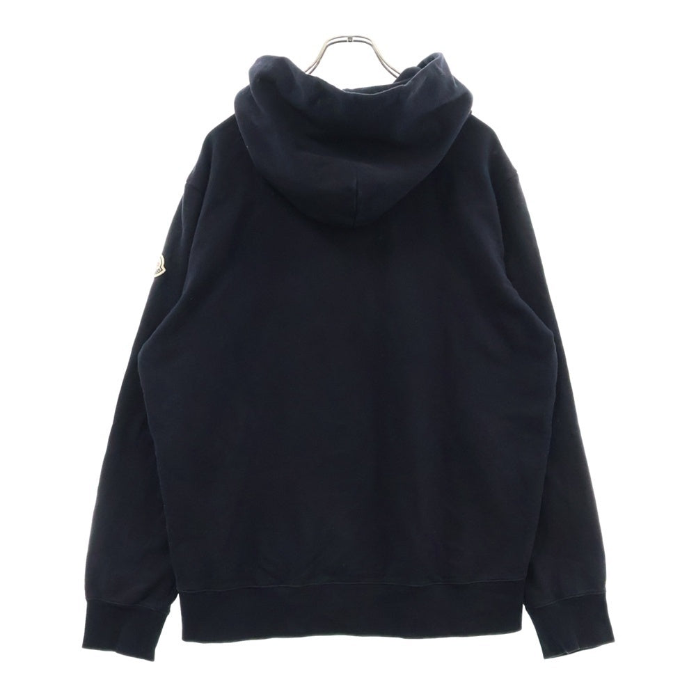 MONCLER(モンクレール) 24SS FELPA CON CAPPUCCIO HOODIE SWEAT フェルパコン カプチオ フロントロゴ刺繍プルオーバースウェットパーカー フーディー ネイビー J10918G00012
