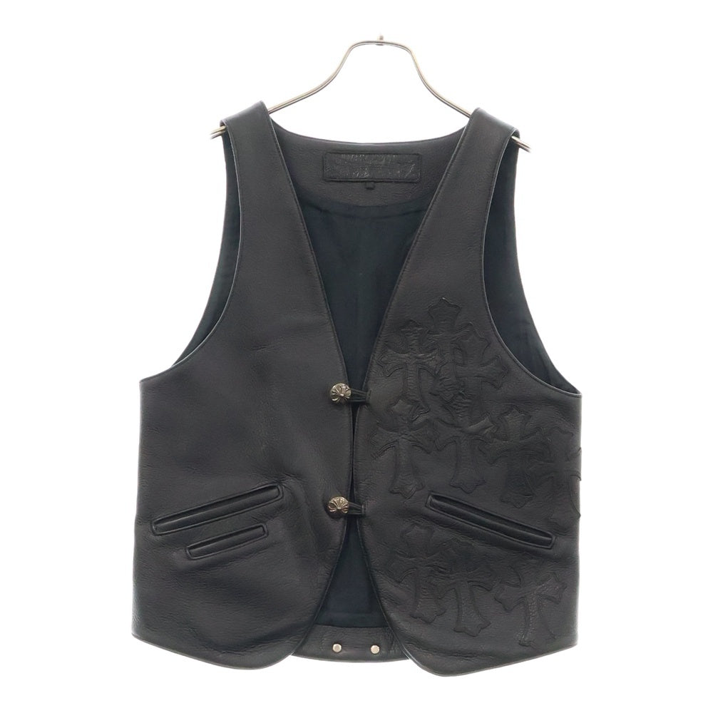 CHROME HEARTS(クロムハーツ) CLASSC 2B LTHR クラシック クロスボール レザーベスト クロスパッチカスタム ブラック