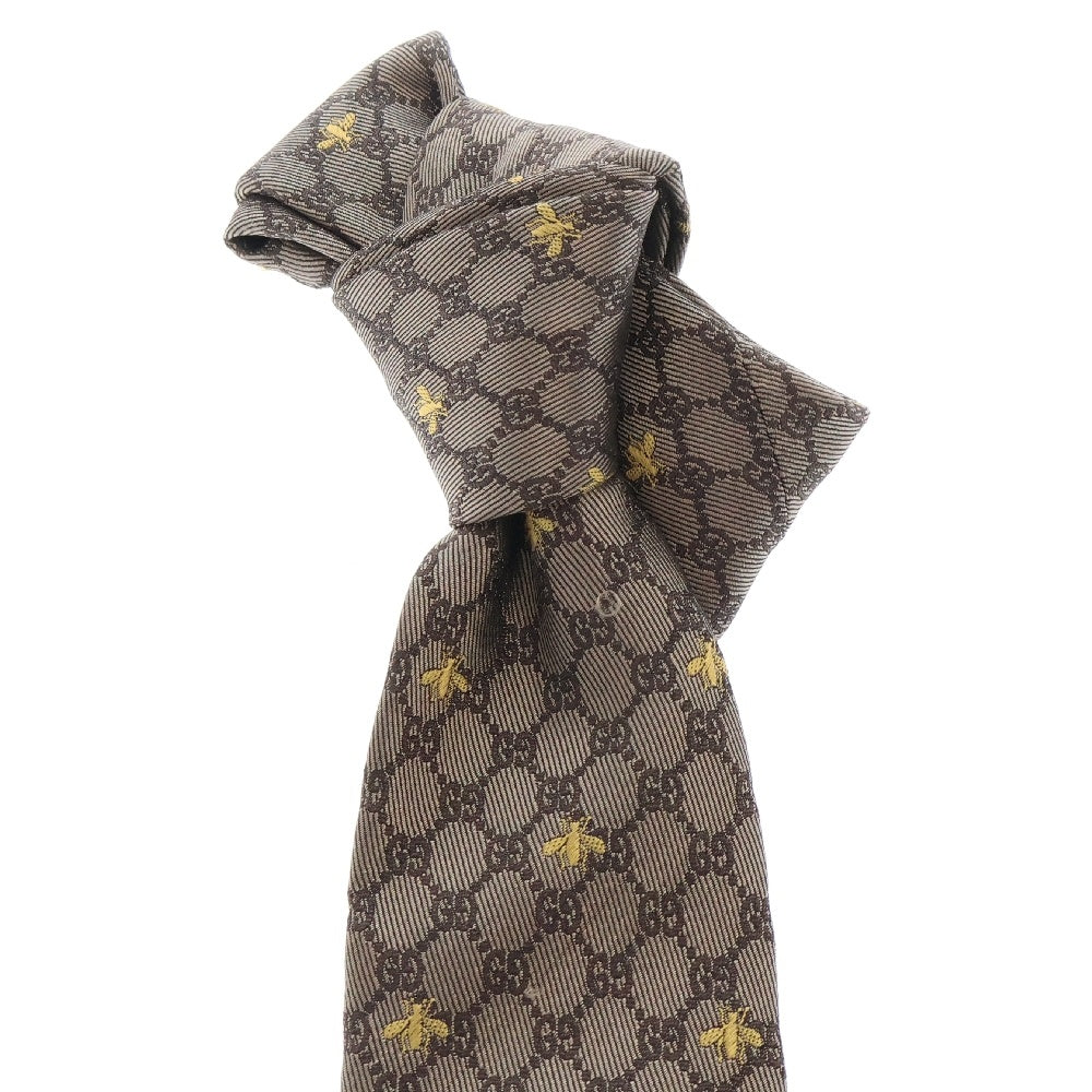 GUCCI(グッチ) GG Bee Silk Tie 545078 4E002 GGビー シルク ネクタイ ブラウン