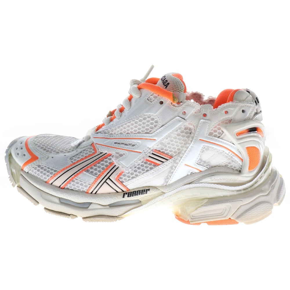 BALENCIAGA(バレンシアガ) RUNNER 677403 ランナー ユーズド加工 ローカットスニーカー 42/27.5cm ホワイト/オレンジ