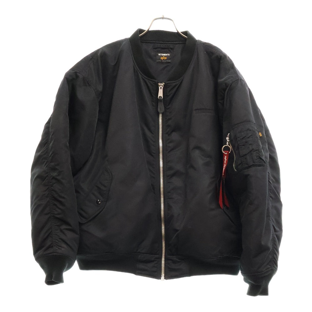 VETEMENTS(ヴェトモン) 18AW ×ALPHA INDUSTRIES MA-1 アルファ オーバーサイズフライトジャケット ブラック MAH19JA204