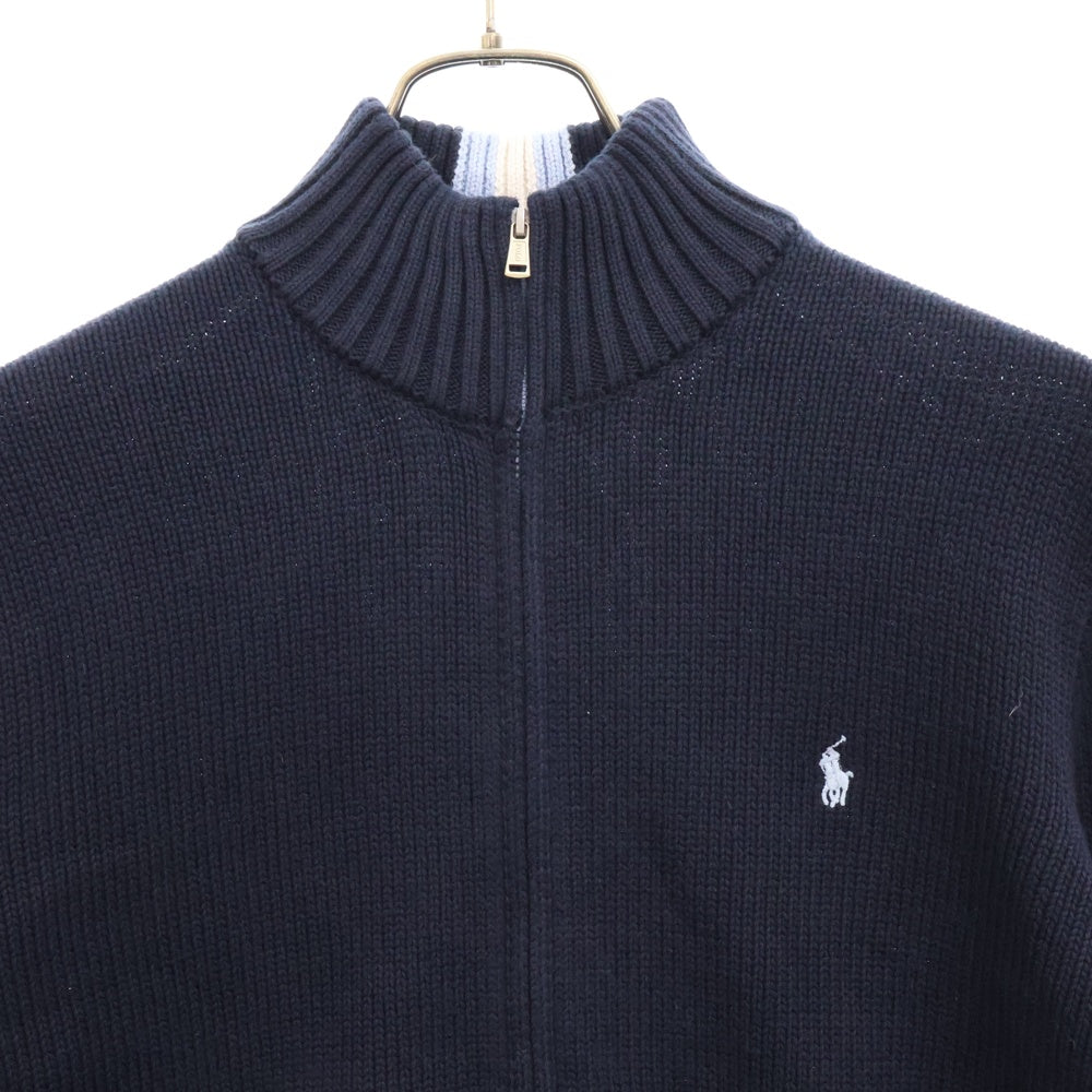 POLO RALPH LAUREN(ポロラルフローレン) COTTON FULL ZIP SWEATER コットンフルジップセーター ニット ポニー刺繍 ネイビー CWPOSWEY6820537