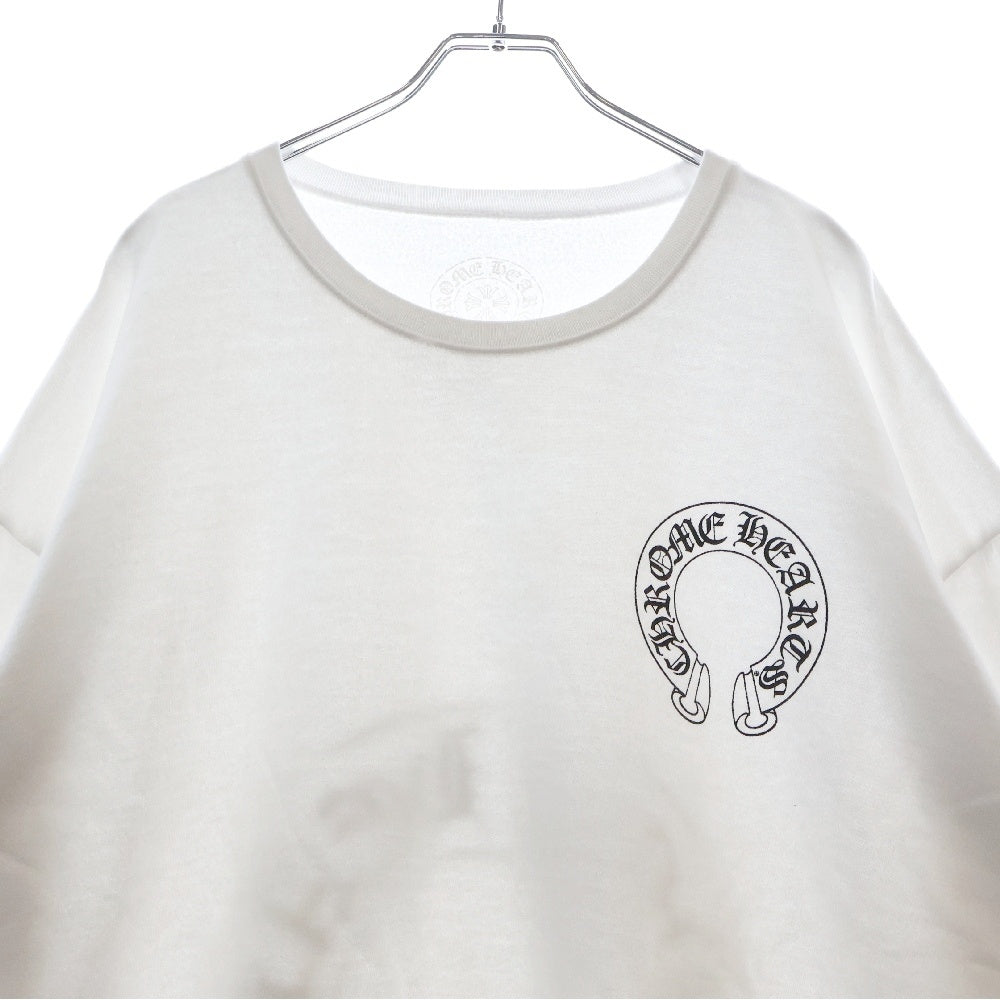 CHROME HEARTS(クロムハーツ) Horseshoe Crewneck Sweatshirt ホースシュープリント 袖フローラル クルーネックスウェットトレーナー ホワイト