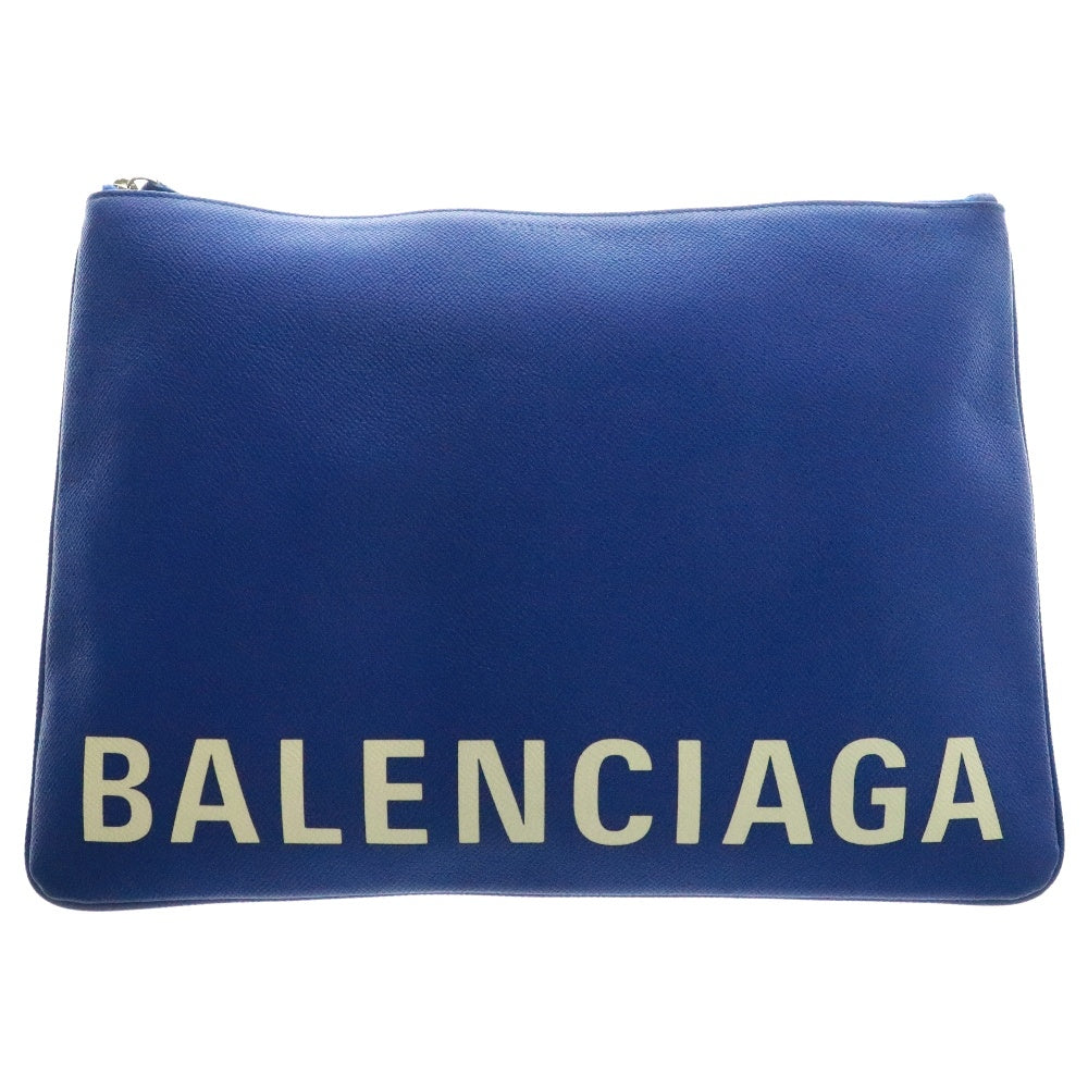 BALENCIAGA(バレンシアガ) LOGO CLUTCH BAG ロゴクラッチバッグ レザー ブルー 579550
