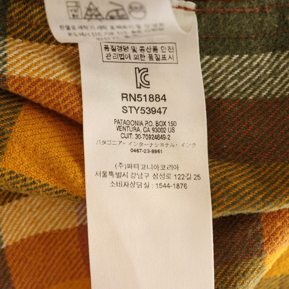 PATAGONIA(パタゴニア) L/S Fjord Flannel Shirt フィヨルドフランネル長袖シャツ イエロー/グリーン/オレンジ 53947