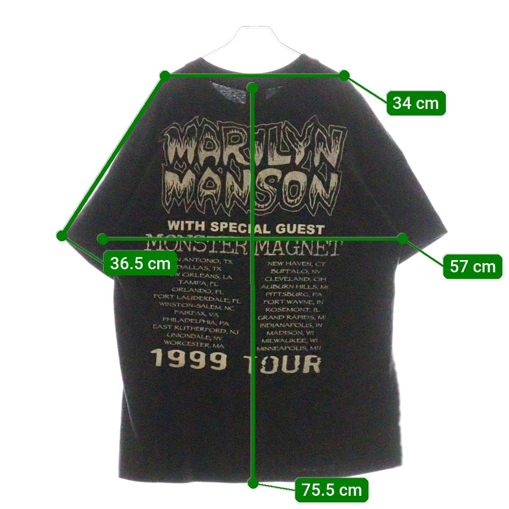 VINTAGE(ヴィンテージ) MARILYN MANSON MONSTER MAGNET FITS T-Shirts Hanesタグ マリリンマンソン モンスターマグネット クルーネック半袖Tシャツカットソー ブラック
