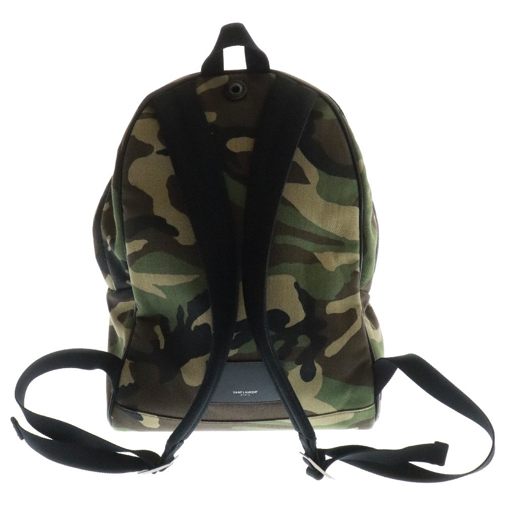 SAINT LAURENT PARIS(サンローランパリ) Camouflage Canvas Multi Patch City Backpack カモフラージュ キャンバス マルチパッチシティー バックパック リュックサック カーキ 437087