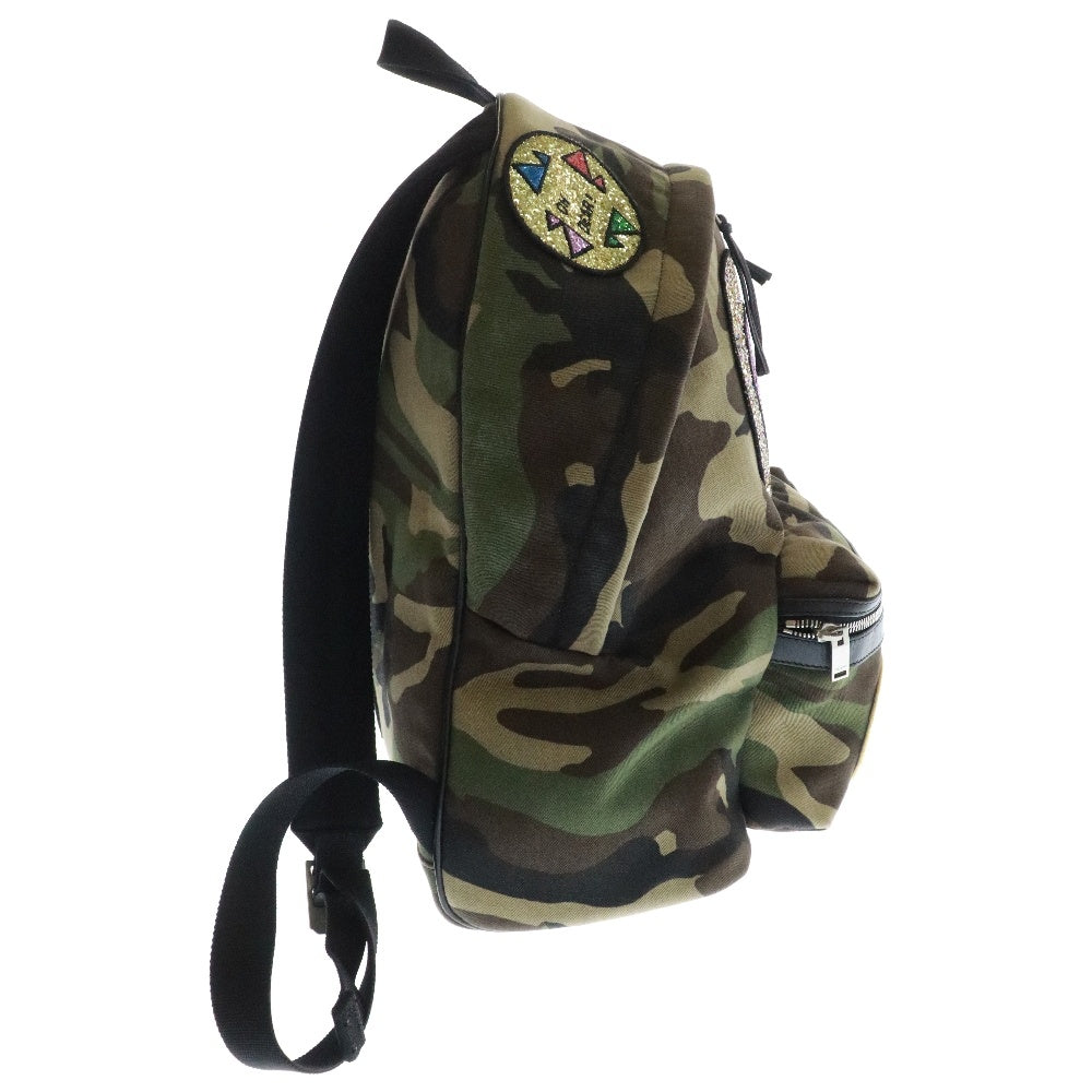 SAINT LAURENT PARIS(サンローランパリ) Camouflage Canvas Multi Patch City Backpack カモフラージュ キャンバス マルチパッチシティー バックパック リュックサック カーキ 437087