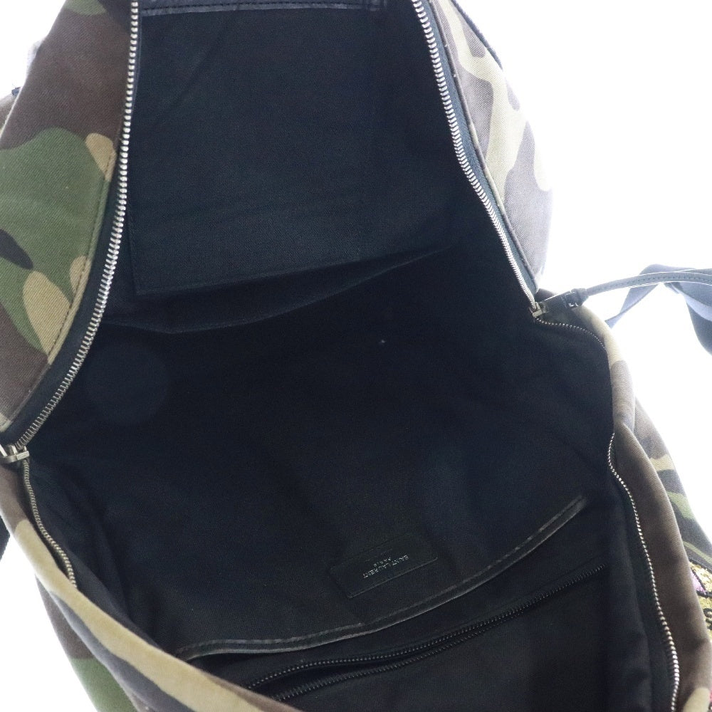 SAINT LAURENT PARIS(サンローランパリ) Camouflage Canvas Multi Patch City Backpack カモフラージュ キャンバス マルチパッチシティー バックパック リュックサック カーキ 437087