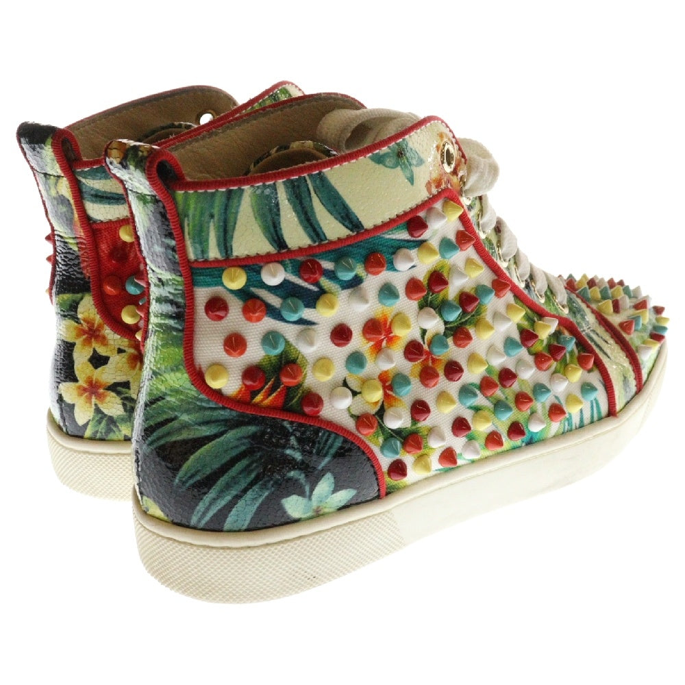 CHRISTIAN LOUBOUTIN(クリスチャンルブタン) LOUISORLATO FLAT TOILE HAWAIIボタニカル柄 スタッズ ハイカットスニーカー レディース マルチ KM-2626