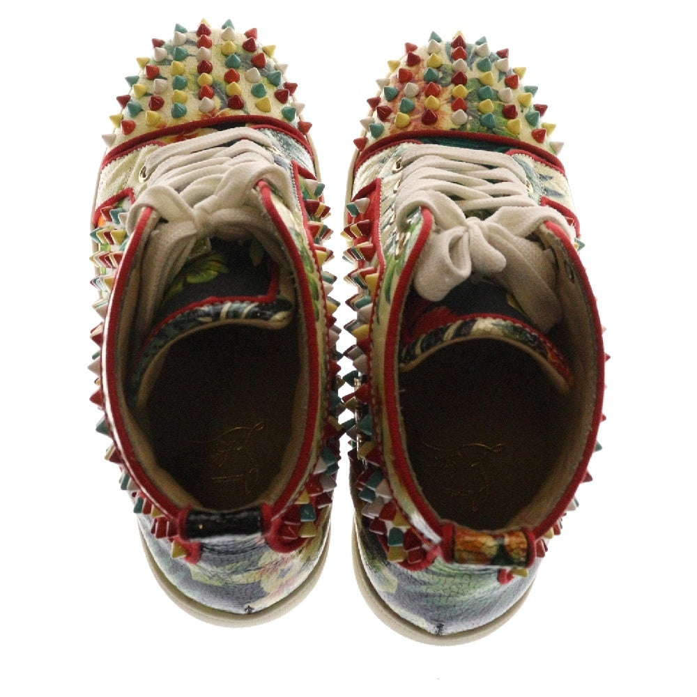 CHRISTIAN LOUBOUTIN(クリスチャンルブタン) LOUISORLATO FLAT TOILE HAWAIIボタニカル柄 スタッズ ハイカットスニーカー レディース マルチ KM-2626