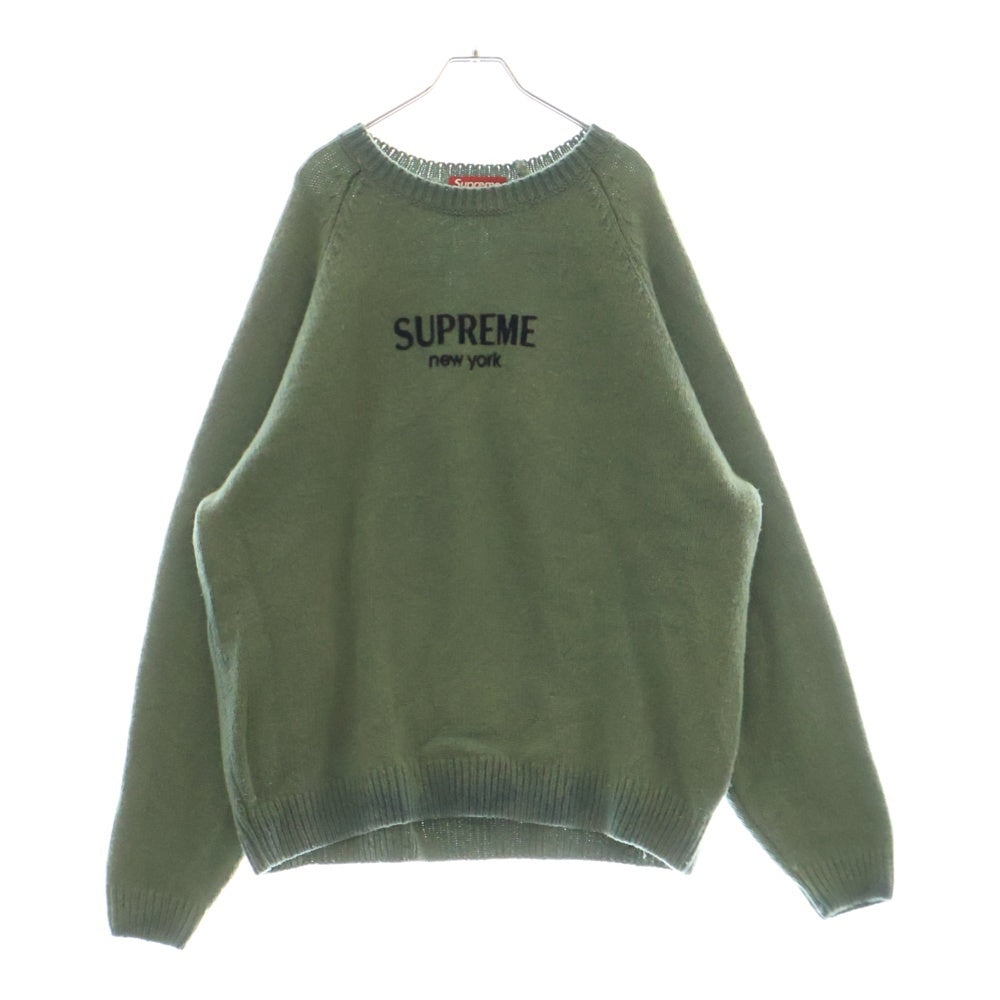 SUPREME(シュプリーム) 24AW Flocked Logo Sweater フロックド ロゴ クルーネックニットセーター グリーン