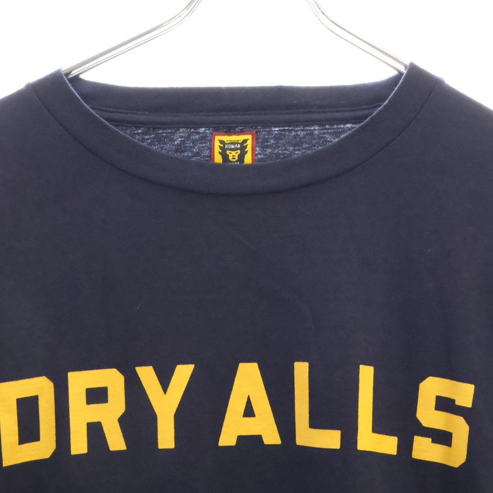 HUMAN MADE(ヒューマンメイド) 23SS DRY ALLS L/S TEE HM28CS032 ロゴプリント クルーネック長袖Tシャツカットソー ロングスリーブ ロンT ネイビー/イエロー