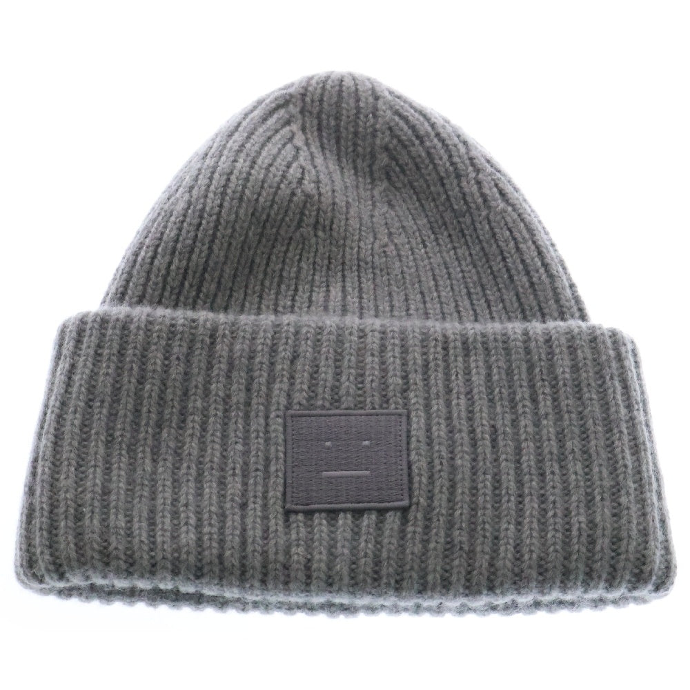 Acne Studios(アクネ ストゥディオズ) LOGO FACE LOGO BEANIE ラージフェイスロゴビーニー ニット帽 グレー FA-UX-HATS000063
