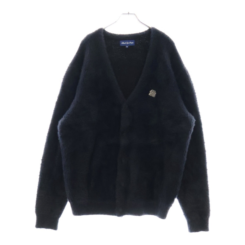 THE BLACK EYE PATCH(ブラックアイパッチ) OG LABEL MOHAIR CARDIGAN ロゴパッチ付きカーディガン ネイビー