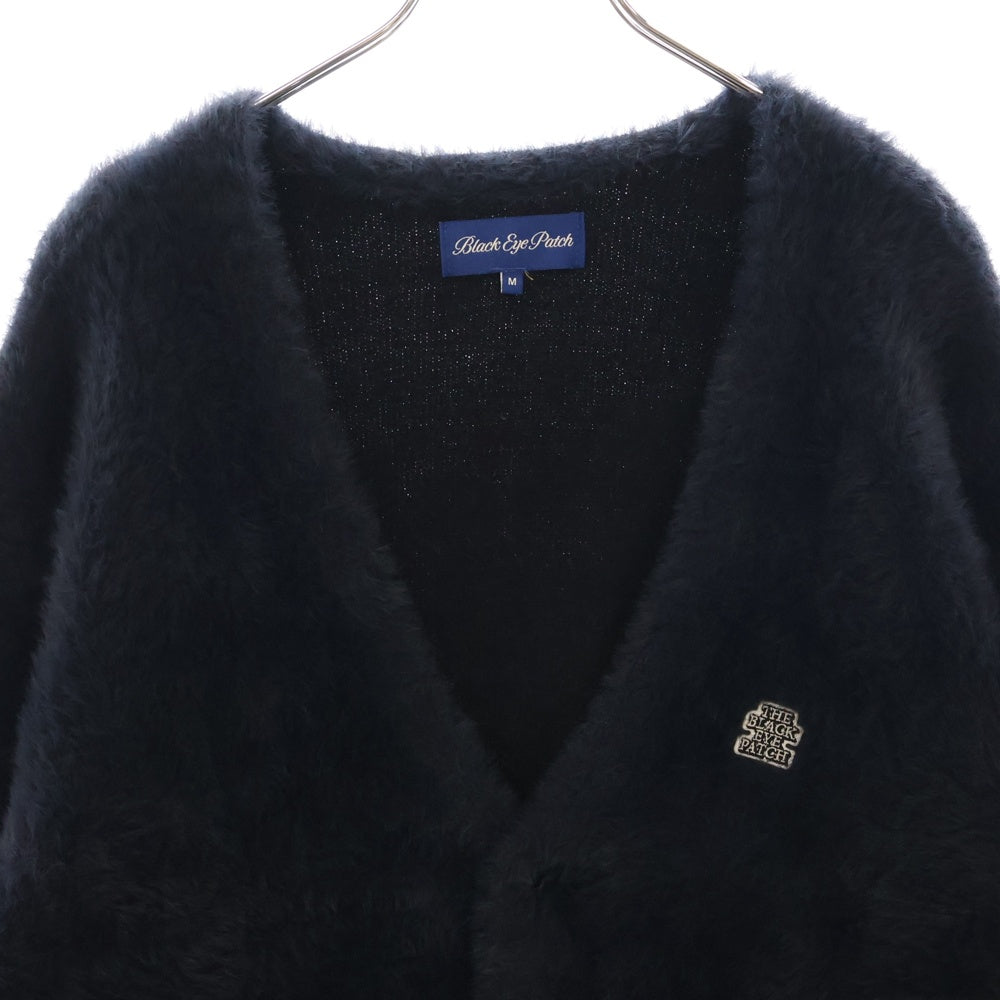 THE BLACK EYE PATCH(ブラックアイパッチ) OG LABEL MOHAIR CARDIGAN ロゴパッチ付きカーディガン ネイビー