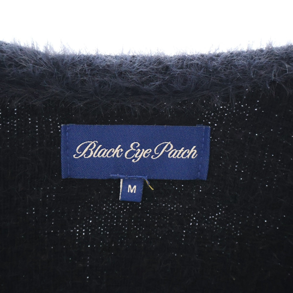 THE BLACK EYE PATCH(ブラックアイパッチ) OG LABEL MOHAIR CARDIGAN ロゴパッチ付きカーディガン ネイビー