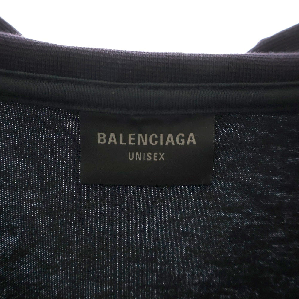 BALENCIAGA(バレンシアガ) 23AW PIERCED ROUND ピアスデザイン 装飾 ダメージ加工 ロングスリーブTシャツ 長袖カットソー ブラック 790599 TPVD4