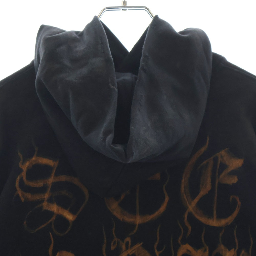 BALENCIAGA(バレンシアガ) 23AW Metal Logo Hoodie メタルロゴ ダメージ加工プルオーバースウェットパーカー フーディー ブラック 739024 TOVD8