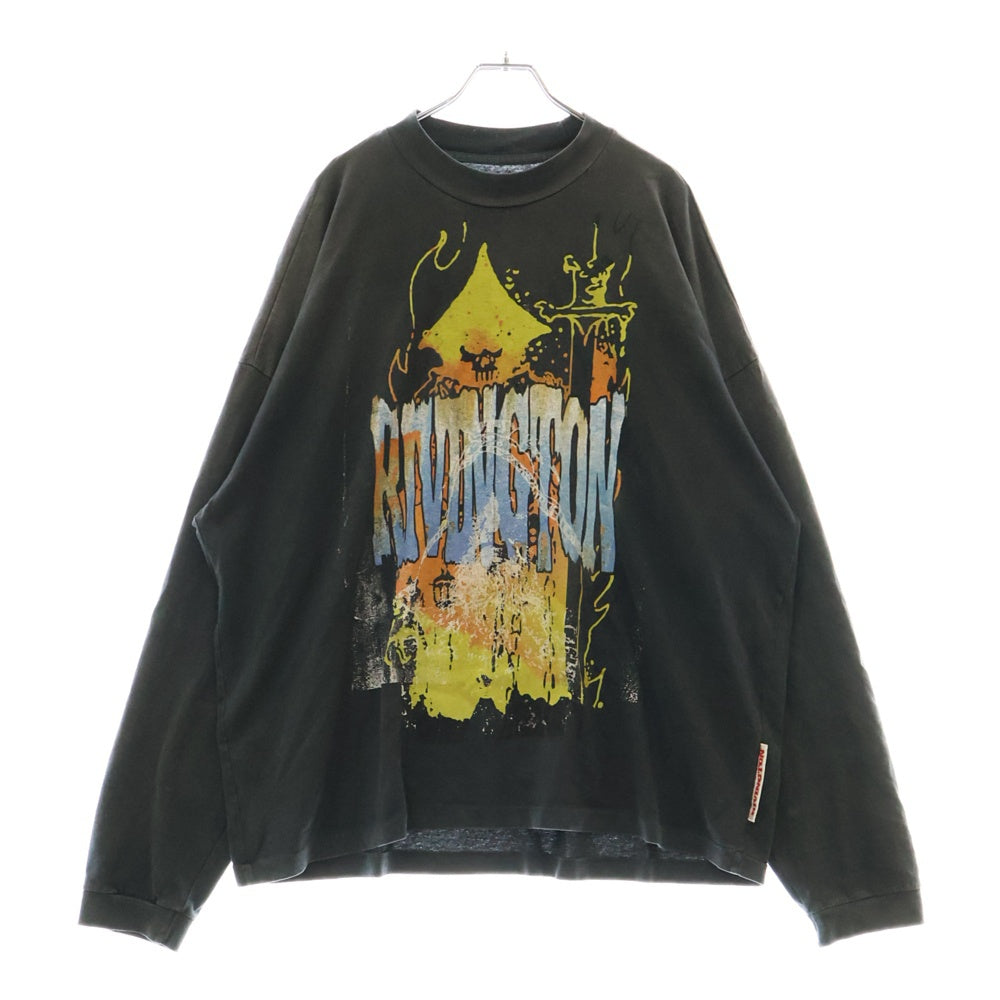RIVINGTON roi Rebis(リヴィントンロイレビス ) FORGIVE ME LS VINTAGE TEE フロントロゴプリント長袖カットソー 長袖Tシャツ ロングスリーブカットソー ロンT ブラック FORG-LS05