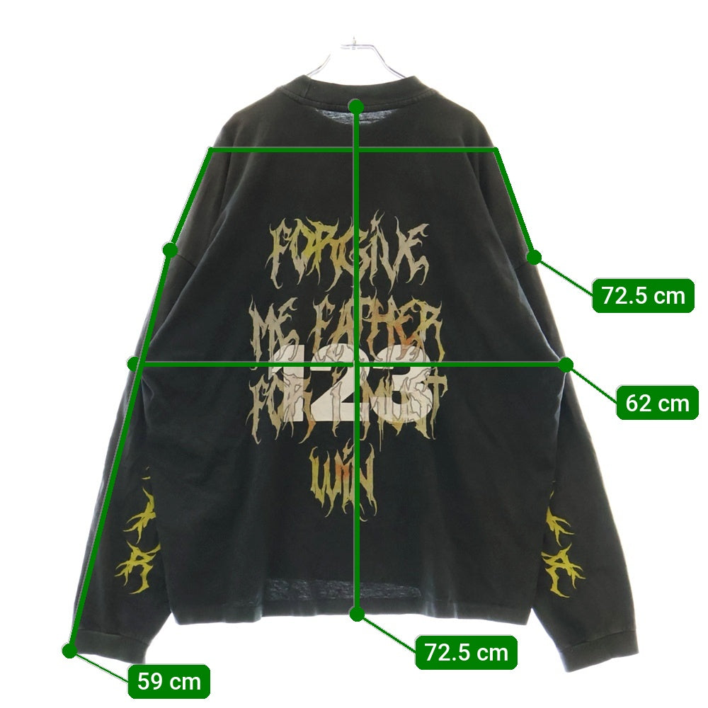 RIVINGTON roi Rebis(リヴィントンロイレビス ) FORGIVE ME LS VINTAGE TEE フロントロゴプリント長袖カットソー 長袖Tシャツ ロングスリーブカットソー ロンT ブラック FORG-LS05