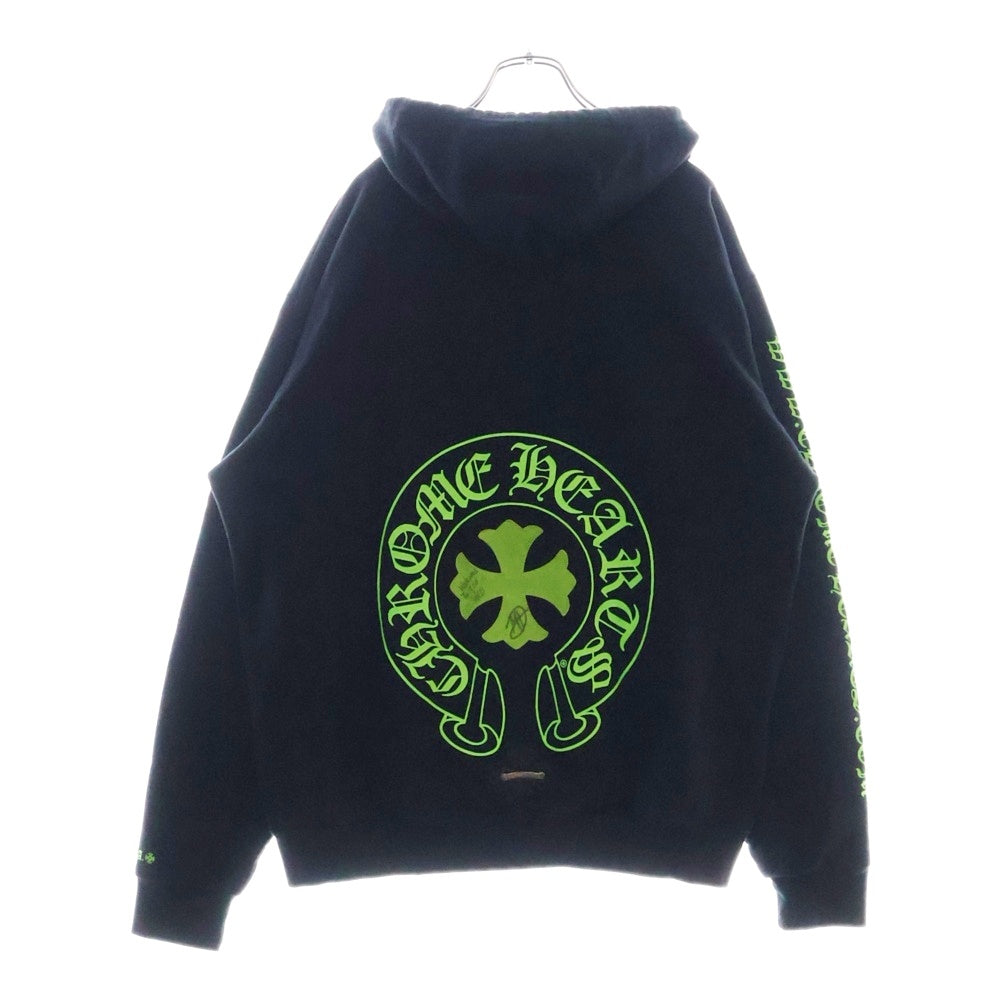 CHROME HEARTS(クロムハーツ) HD PLVR CHARITY チャリティ CHプラスレザーパッチ プルオーバーパーカー ブラック/グリーン