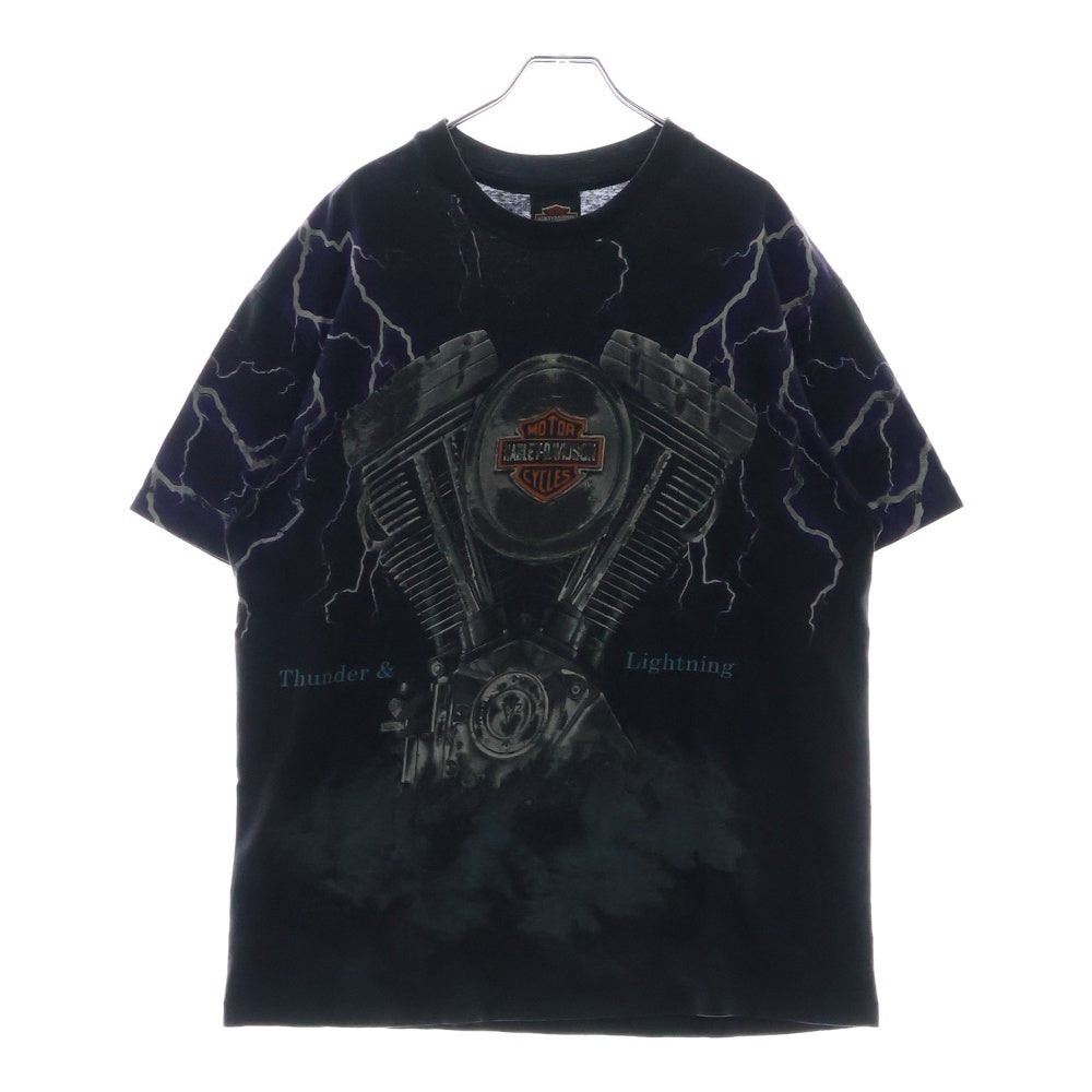 HARLEY DAVIDSON(ハーレーダビッドソン) 90s VINTAGE Hanes Thunder & Lightning Tee ヘインズ サンダー&ライトニング モーターサイクル クルーネック半袖Tシャツ 半袖カットソー グレー