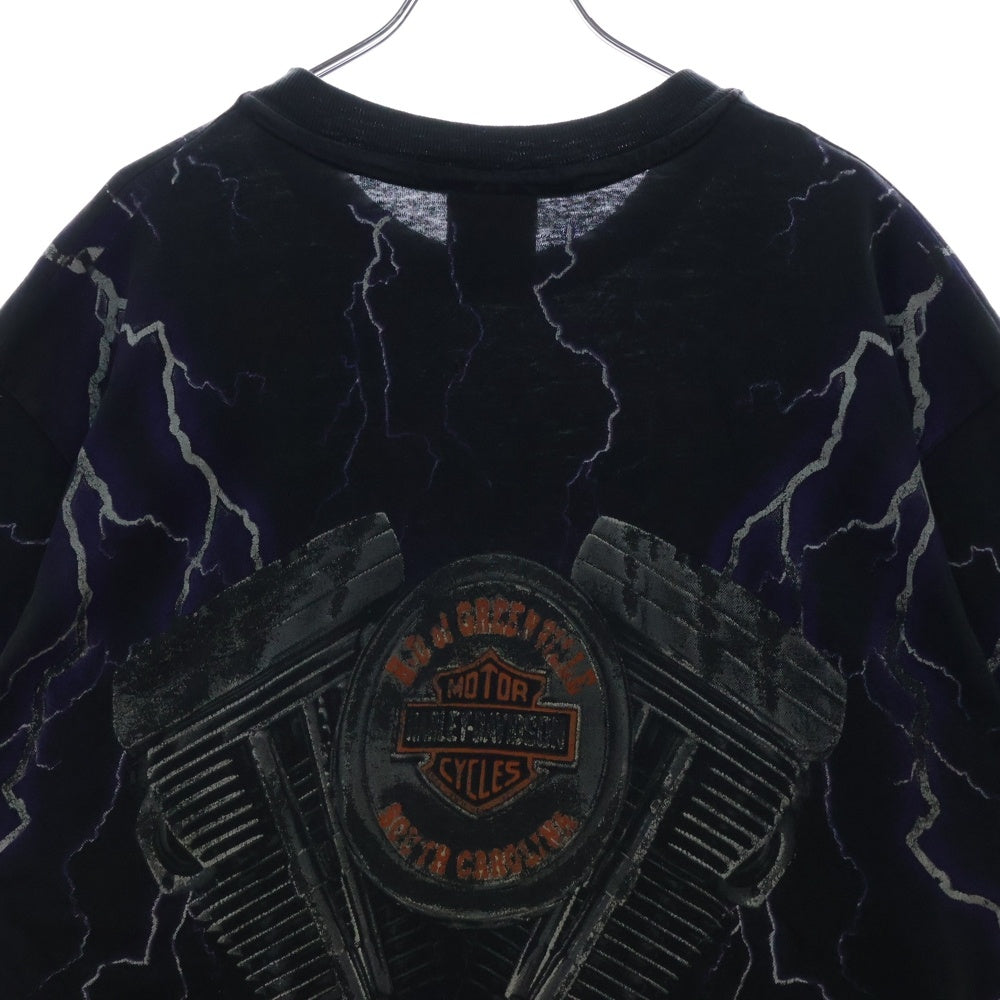 HARLEY DAVIDSON(ハーレーダビッドソン) 90s VINTAGE Hanes Thunder & Lightning Tee ヘインズ サンダー&ライトニング モーターサイクル クルーネック半袖Tシャツ 半袖カットソー グレー