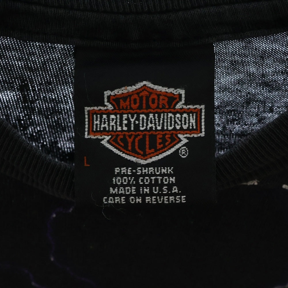 HARLEY DAVIDSON(ハーレーダビッドソン) 90s VINTAGE Hanes Thunder & Lightning Tee ヘインズ サンダー&ライトニング モーターサイクル クルーネック半袖Tシャツ 半袖カットソー グレー