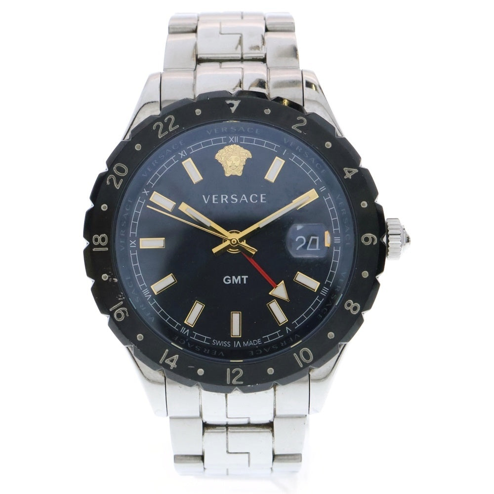 VERSACE(ヴェルサーチ) HELLENYIUM GMT ヘレニウム クォーツ 黒文字盤 腕時計 ウォッチ VE1100219