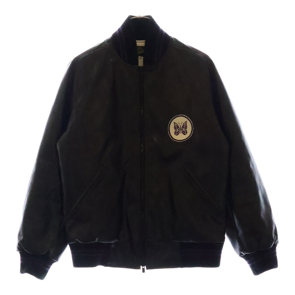 Needles(ニードルス) 20AW Award Jacket-Faux Leather パピヨンワッペン アワードレザージャケット ブラック HM078