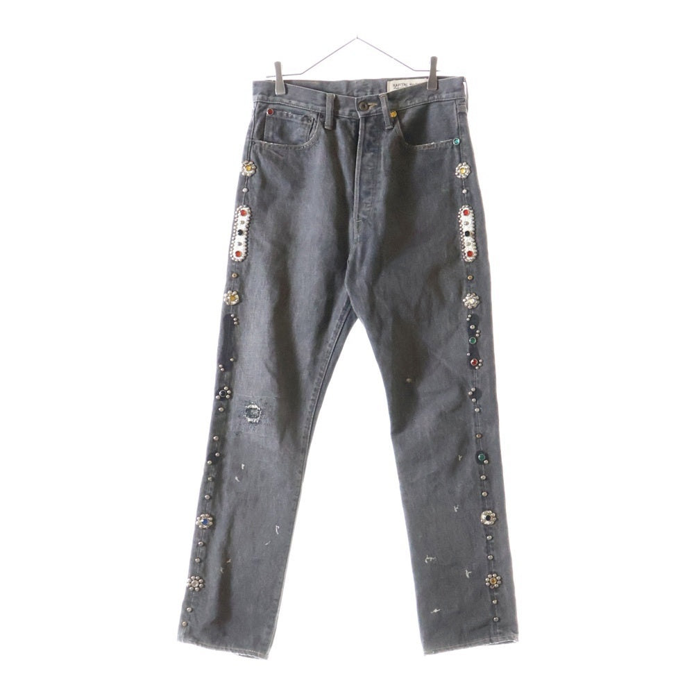 KAPITAL(キャピタル) STUDS DENIM PANTS ヴィンテージ加工スタッズデニムパンツ ジーンズ ブラック KOR812LP08