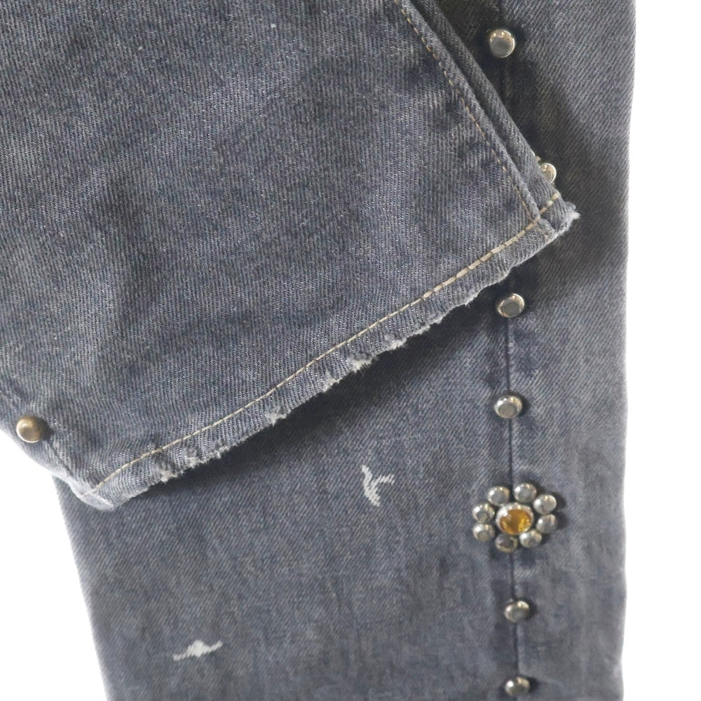 KAPITAL(キャピタル) STUDS DENIM PANTS ヴィンテージ加工スタッズデニムパンツ ジーンズ ブラック KOR812LP08