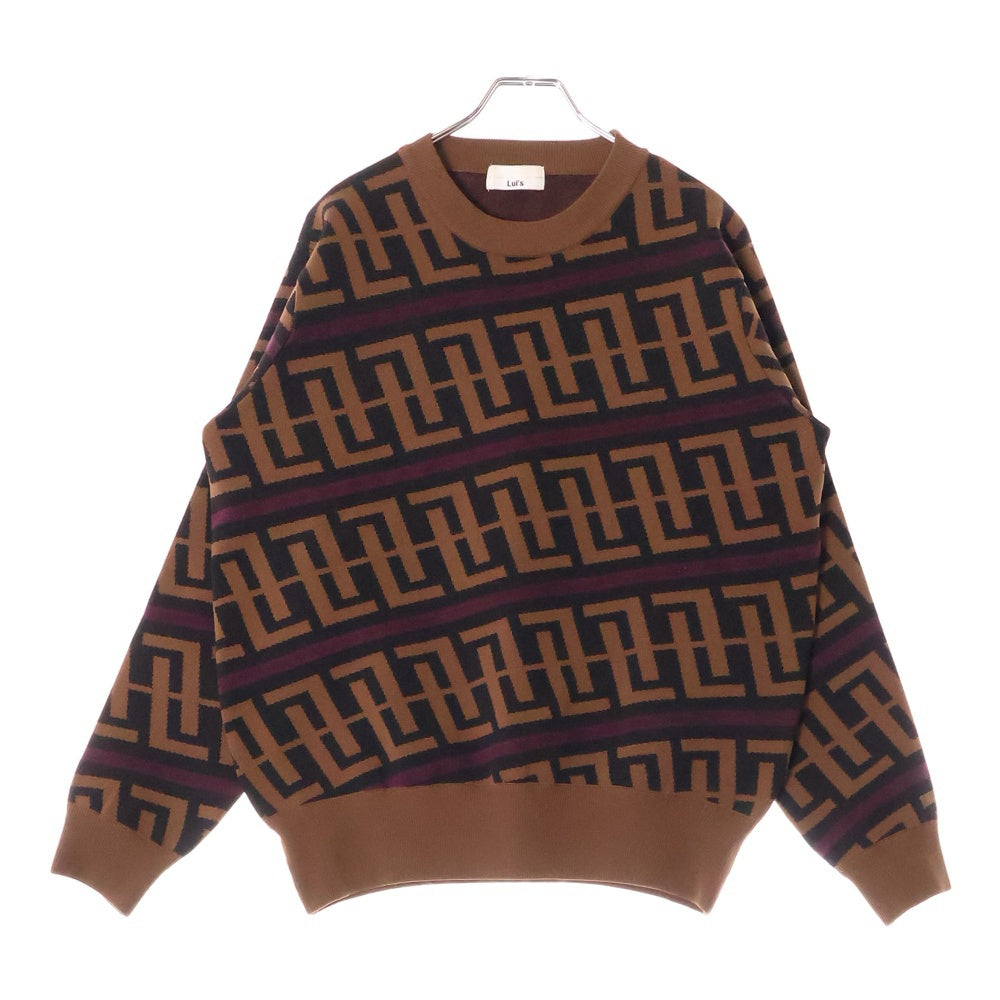 Lui's(ルイス) 18AW 幾何学柄ジャガードニット セーター ブラウン LUZ2082405A0013